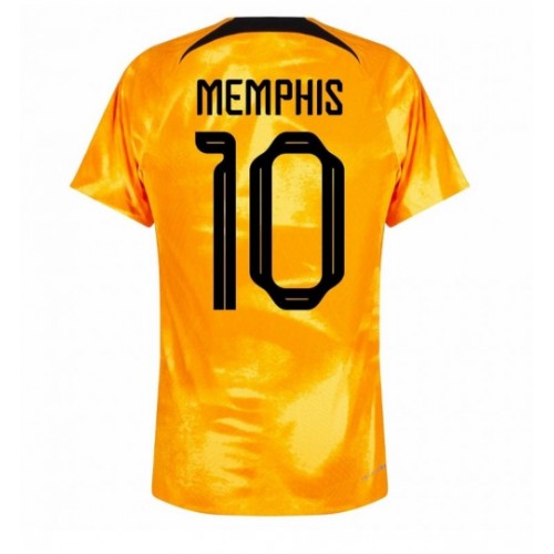 Nederländerna Memphis Depay #10 Hemmatröja VM 2022 Kortärmad